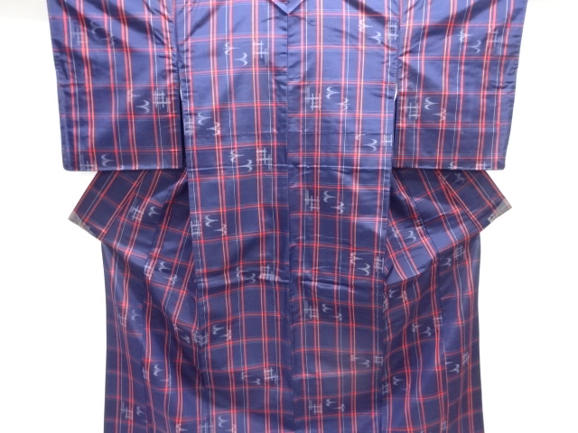 JAPANESE KIMONO / YONEZAWA TSUMUGI / WOVEN KARUSI & GRID 